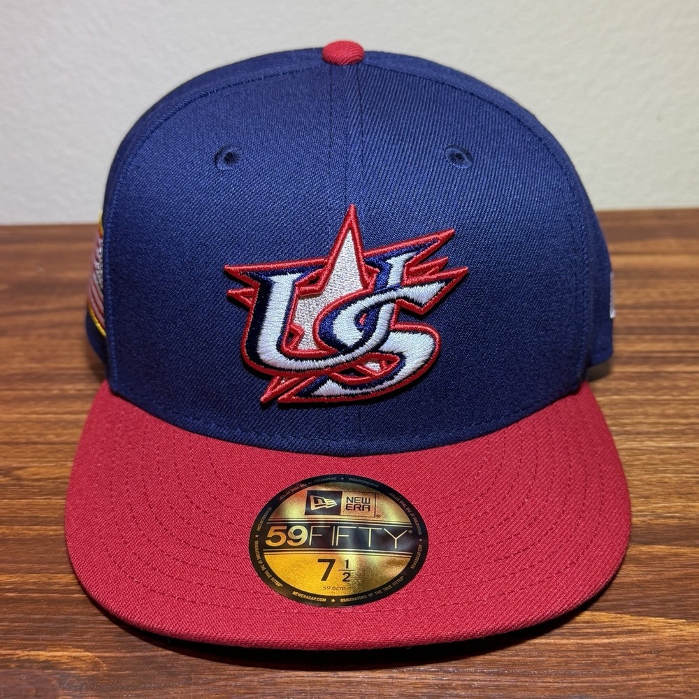 New Era USA 2026 World Baseball Classic 59Fifty Hat Mens 7 1/2 Fitted Blue Red
